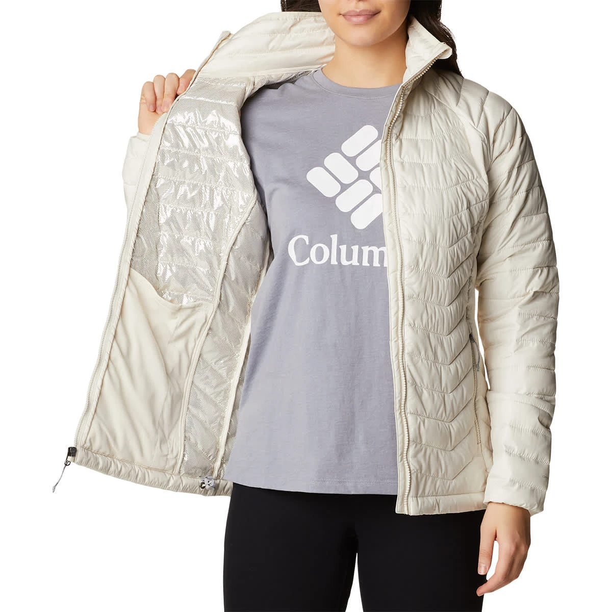 COLUMBIA POWDER LITE JKT W CHALK 23 – Image 3